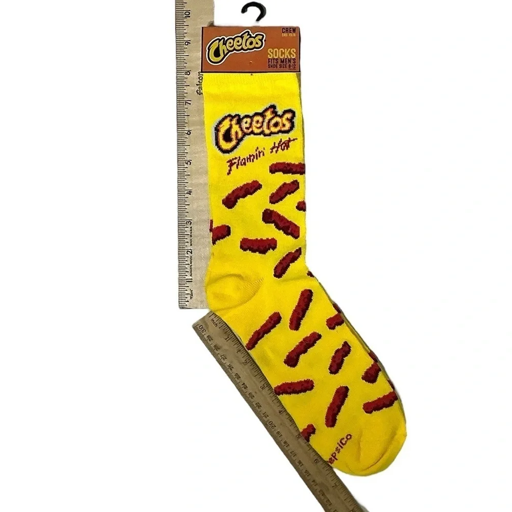 Socks Cheetos Flaming Hot Novelty Mid Calf Shoe Size Women 7-13 Unisex Men 6-12